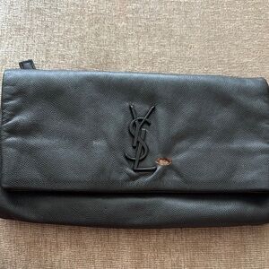 Yves Saint Laurent Black Clutch Minimalist Design